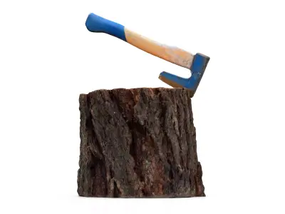 Log with small axe 3D model
