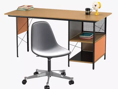 Vitra Eames plastic chair and edu desk unit 3D model