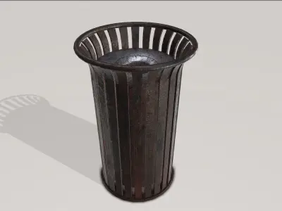 Old Metal Trashcan Low-poly 3D model