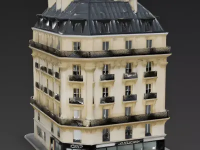 Classic French Haussmann Corner Apartment 3D Model Low-poly 3D model
