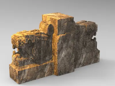 Mayan Dragon Statues collection 3 models Low-poly 3D model