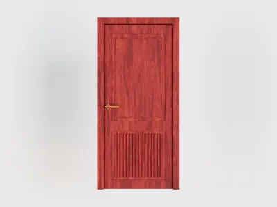 Mahogany wood door Low-poly 3D model