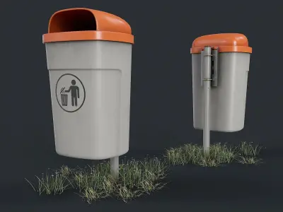 Street Trash Can 36 PBR Game Ready Low-poly 3D model