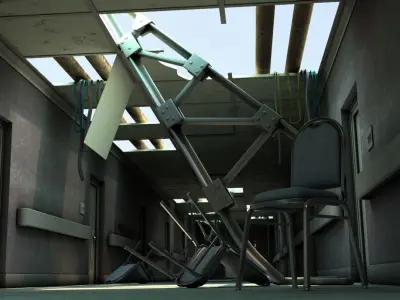 Damaged Hallway MAX 3D model