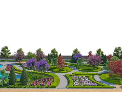 Botanical Swirl Garden 3D Model Low-poly 3D model