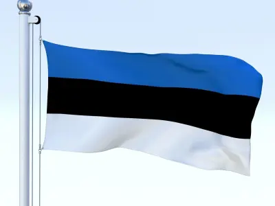 Animated Estonia Flag Low-poly 3D model