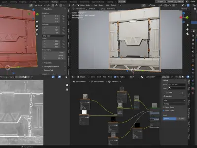 Sci-fi style interior wall deck high model PBR 3D model
