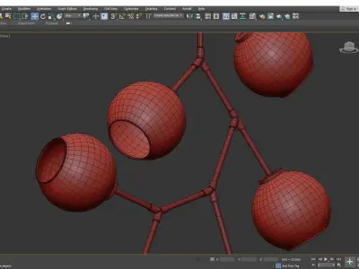 Neutron 6 Light Chandelier  Polished Gold Low-poly 3D model