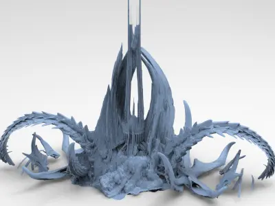 Kraken Under Ocean Temple Mountains 3D model