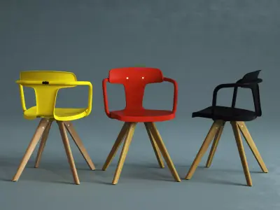 T14 wood chair 3D model