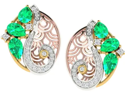 Women Pendant Earring Sets 3dm STL OBJ FBX Renders Details 3D print model 4