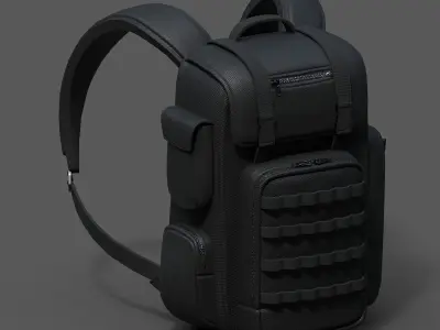 Backpack Camping bag baggage Black  Low-poly 3D model