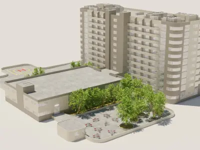 hospital building with interior  3D model
