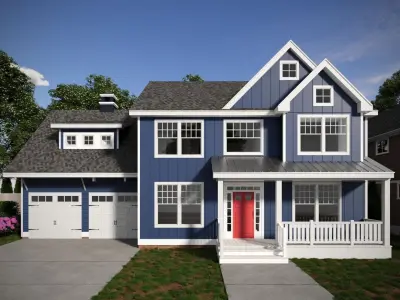 Set of 3 American Style Houses Architectural 3D Models 3D model