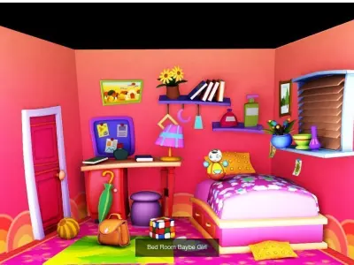 Cartoon Room Lowpolys  3D Model Pack
