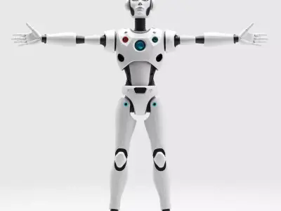 Futuristic Humanoid Robot Model Pack Low-poly 3D model