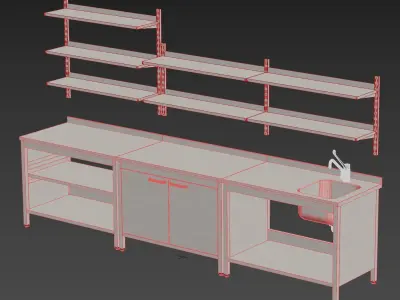 Neutral equipment for professional kitchen  3D model