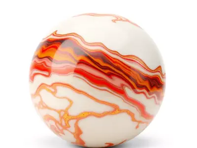HQ PBR Textures Set Marble Orange Veined Texture