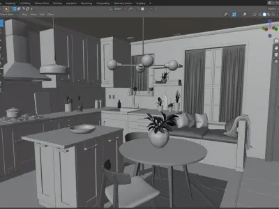 small organized kitchen 2021 style  3D model