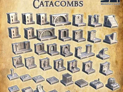 Modular Catacombs Tabletop Terrain 28 mm 3D print model