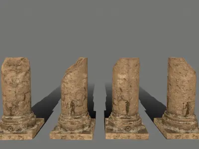 pillar set greek pillars Low-poly 3D model