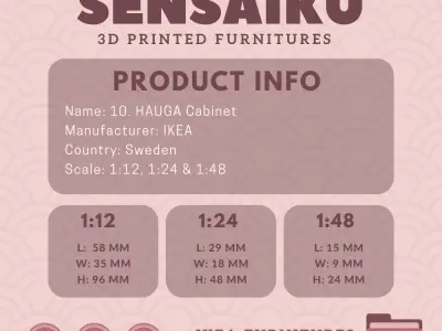 HAUGA Cabinet with Doors for Miniature Dollhouse IKEA 3D Print 3D print model