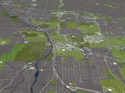 Tucson 50x50km 3D City Map 3D model