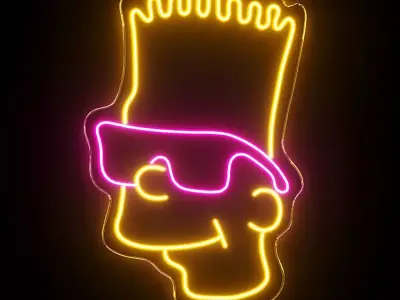 Bart Simpson Neon Sign 3D model