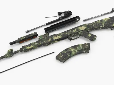  AK 47 Disassembled Camouflage 