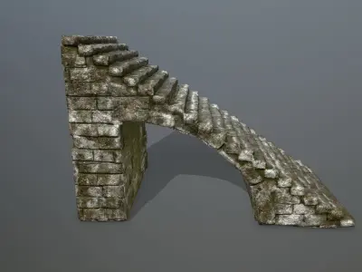 stairs brick wall Low-poly 3D model
