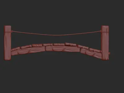 wooden bridge rope bridge Low-poly 3D model