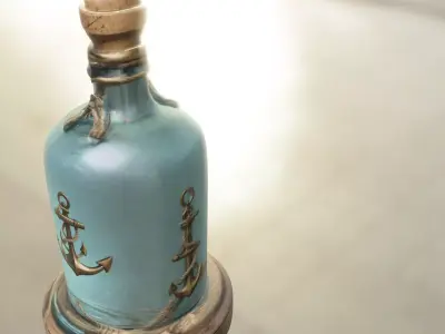 Nautical Anchor Bottle Low-poly 3D model
