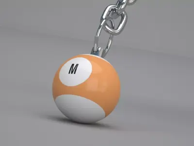 M Snooker Ball with Keychain 3D model