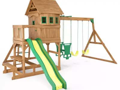 Springboro Wooden Swing Set 3D model