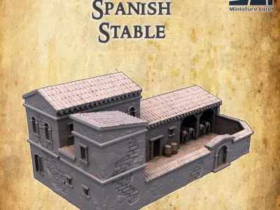 Colonial Spanish Stable Tabletop Terrain 28 MM 3D print model