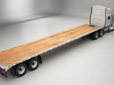Generic Semi Truck with Flatbed Trailer 3D model purchase