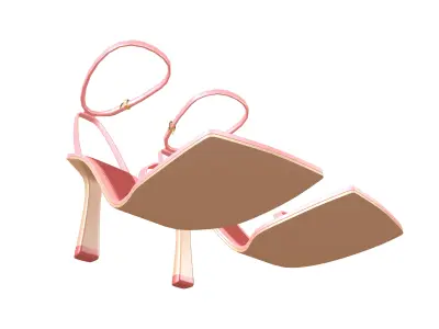 Square Toe Leather Sandals v1 006 Low-poly 3D model