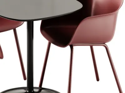 Soft Cafe Table and Fiber Outdoor Armchair by Muuto 3D model