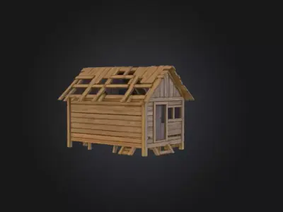 Fishing Hut Low-poly 3D model