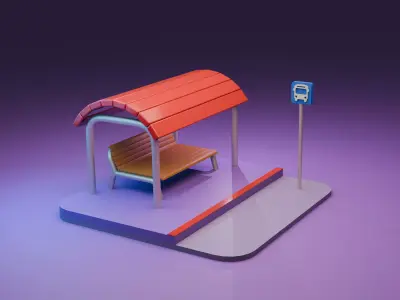 Bus Stop 3d Modeling For Free Free low-poly 3D model