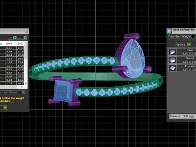 Open End Light Weight Pear Princess stone Band Ring 3D print model