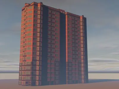 Multi-stored building Low-poly 3D model