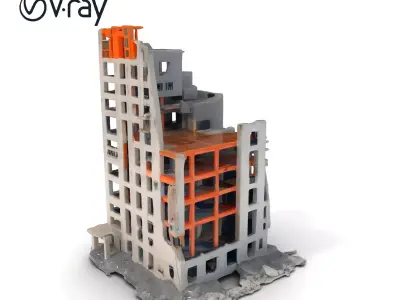 Urban Ruins Building model pack  Destructed Cityscape Collection Low-poly 3D model