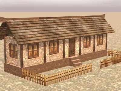 Low Poly Medieval House Bundle for Game and Animation Projects Low-poly 3D model