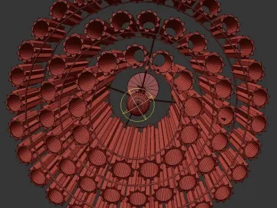 Vittoria S modern chandelier with clear glass rods 3D model