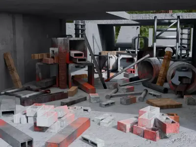 Abandoned Building Site - Environment 003 Low-poly 3D model