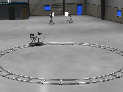  Circular Camera Dolly with Seat and Camcorder 