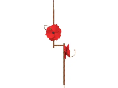 LURE POST WITH RED POPPIES 3D model