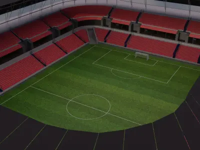 Football Stadium and Interiors Low-poly 3D model