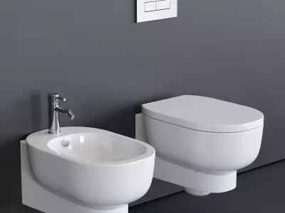 GALASSIA M2 55 Wall-Hung WC art 5245 art 5246 Low-poly 3D model